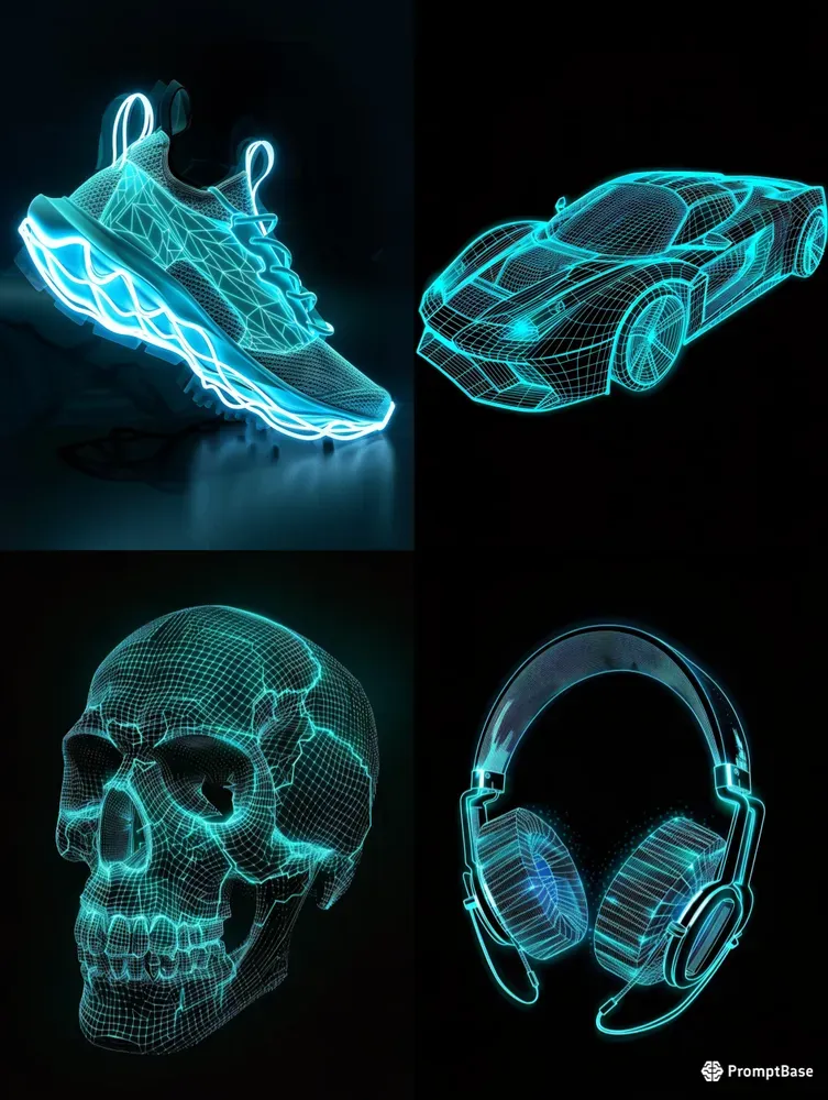 Neon Wireframe Vector Art Generator