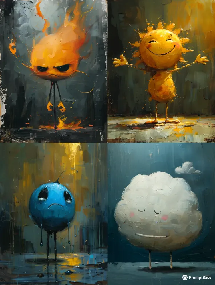 Oil Paint Element Characters