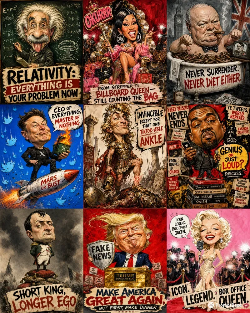 Viral Sarcastic Celebrity Caricatures