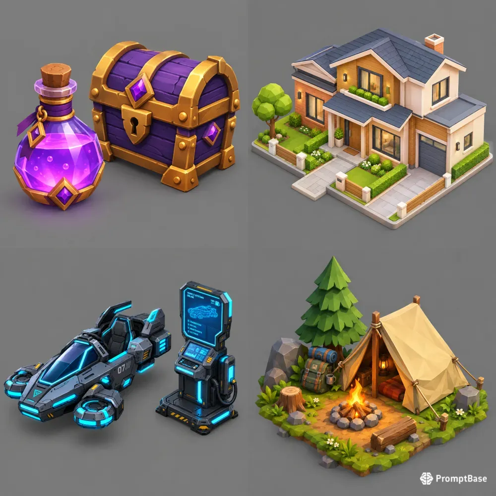 Isometric 3D Lowpoly Game Assets