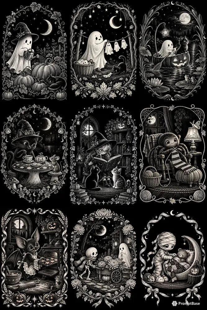 Cute Halloween Storybook Wall Art