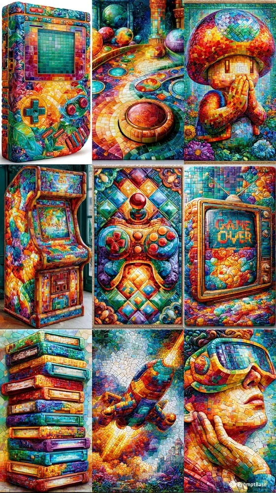 3D Mosaic Retro Gaming Art