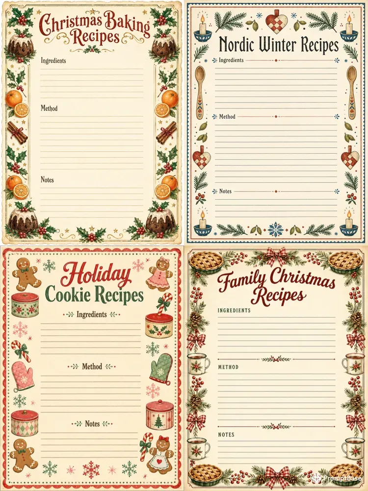 Vintage Christmas Recipe Cards
