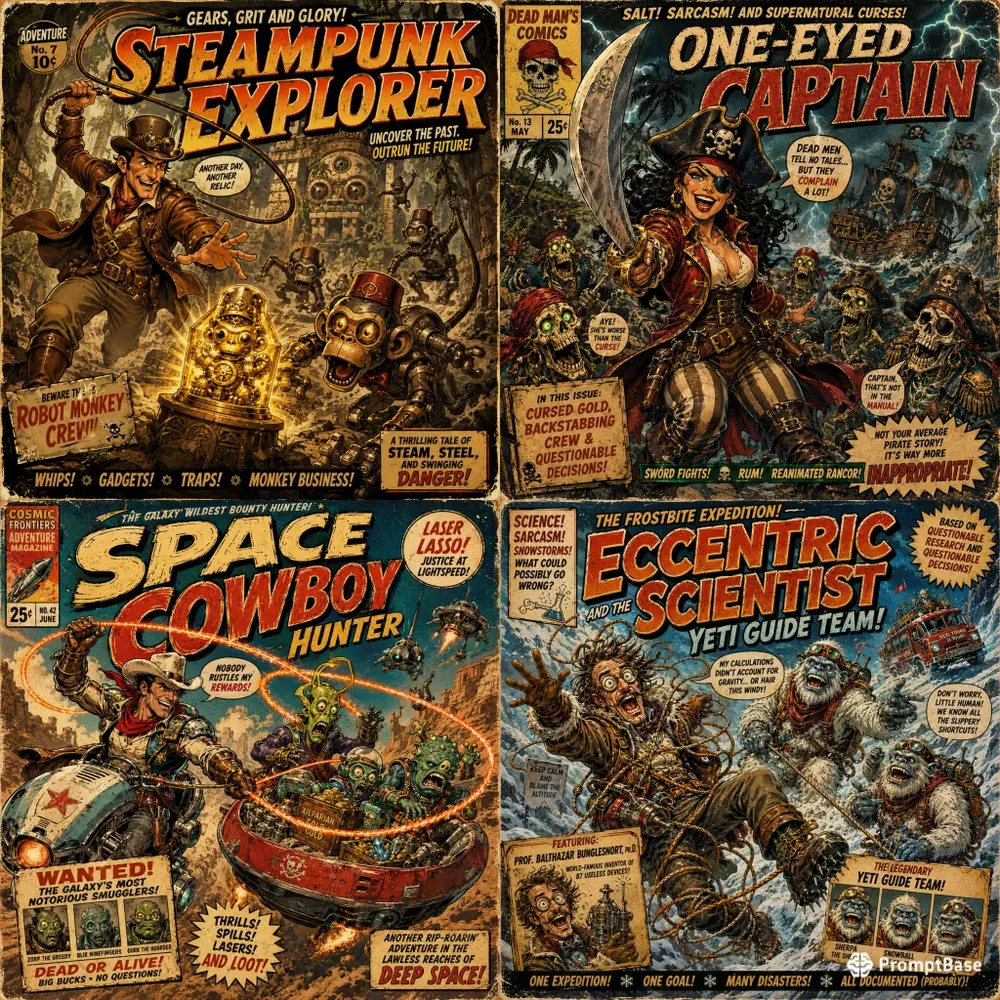 Retro Adventure Caricatures
