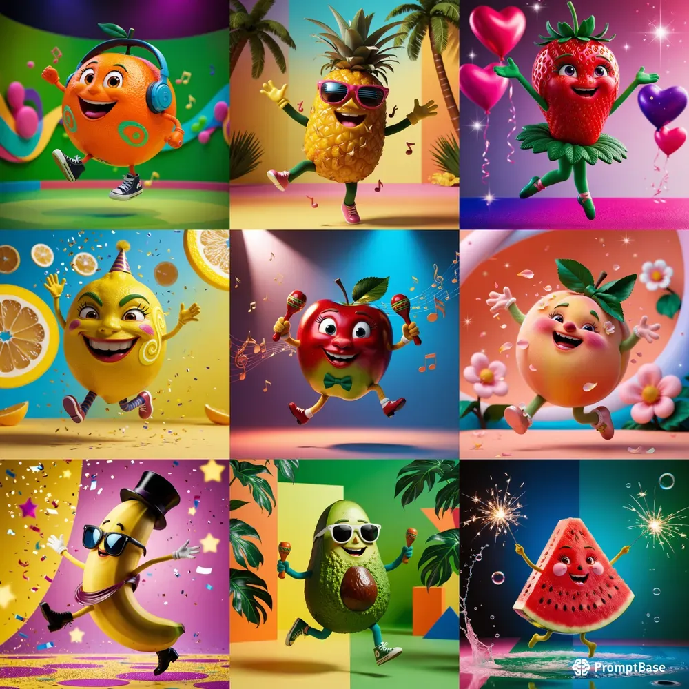 Vibrant 3D Personified Fruit Characters