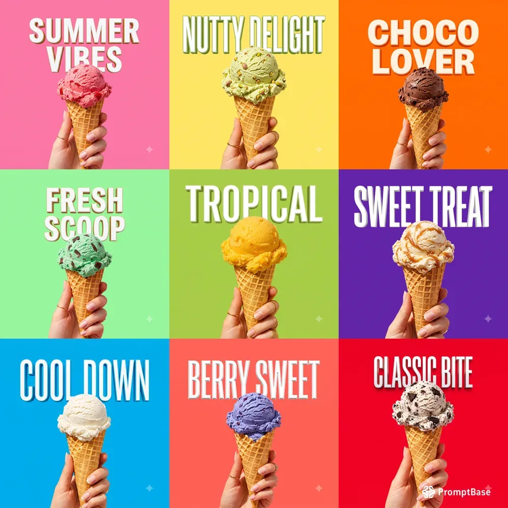 Popart Typographic Ice Cream Posters