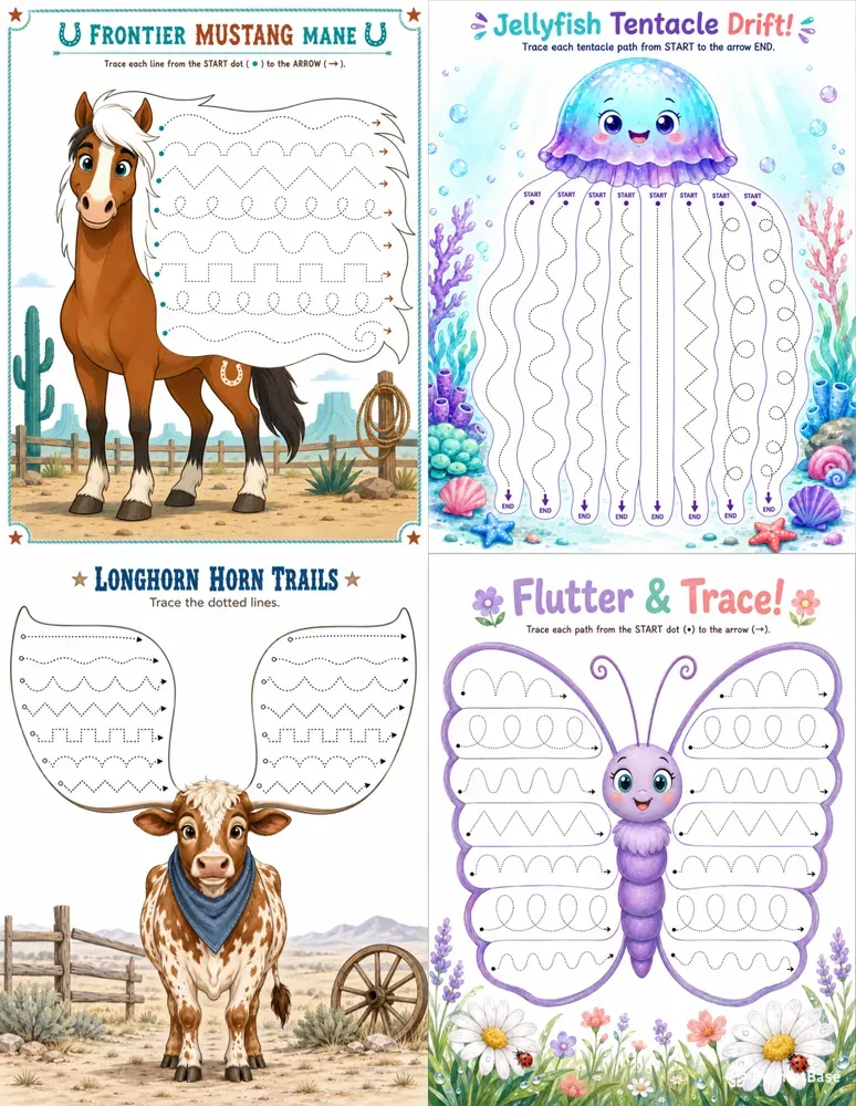 Kids Pre Writing Line Tracing Worksheets