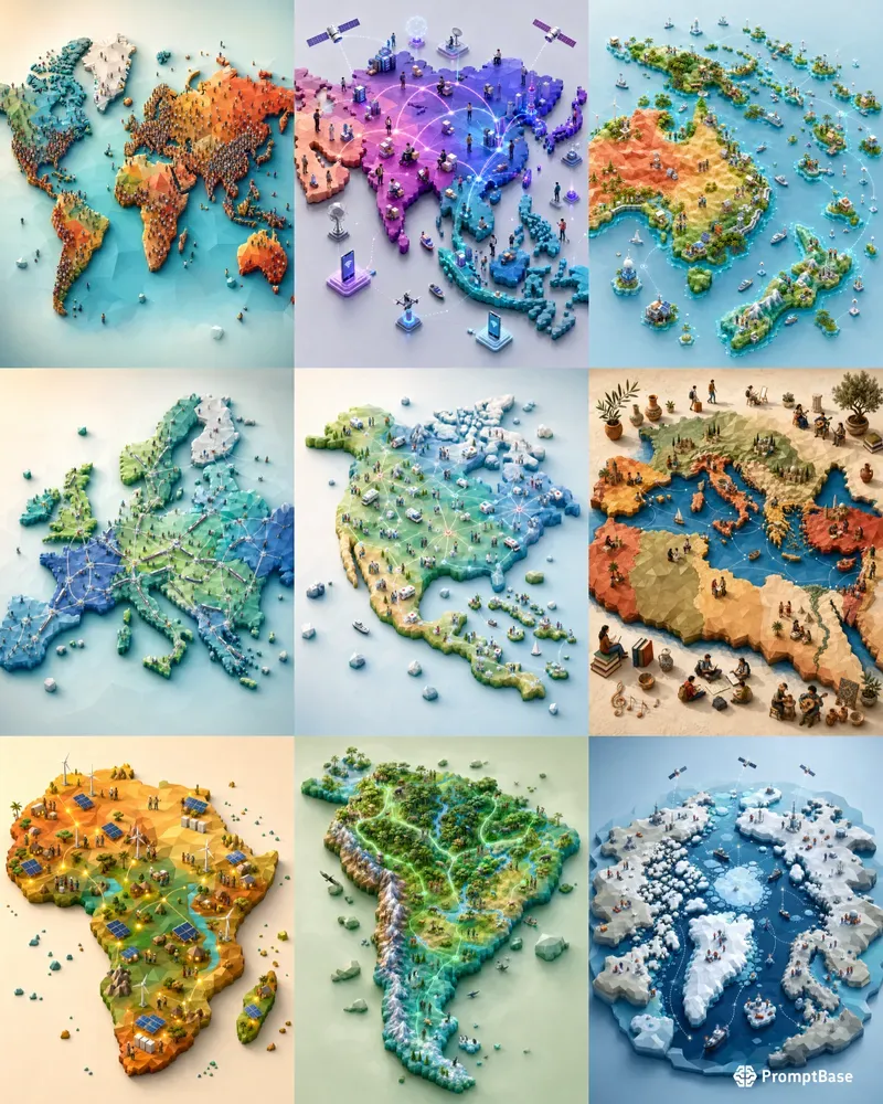 Lowpoly 3D Map Infographics