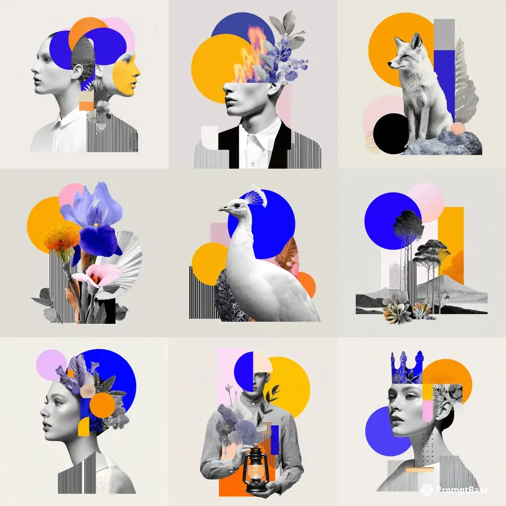 Abstract Geometric Face Collages