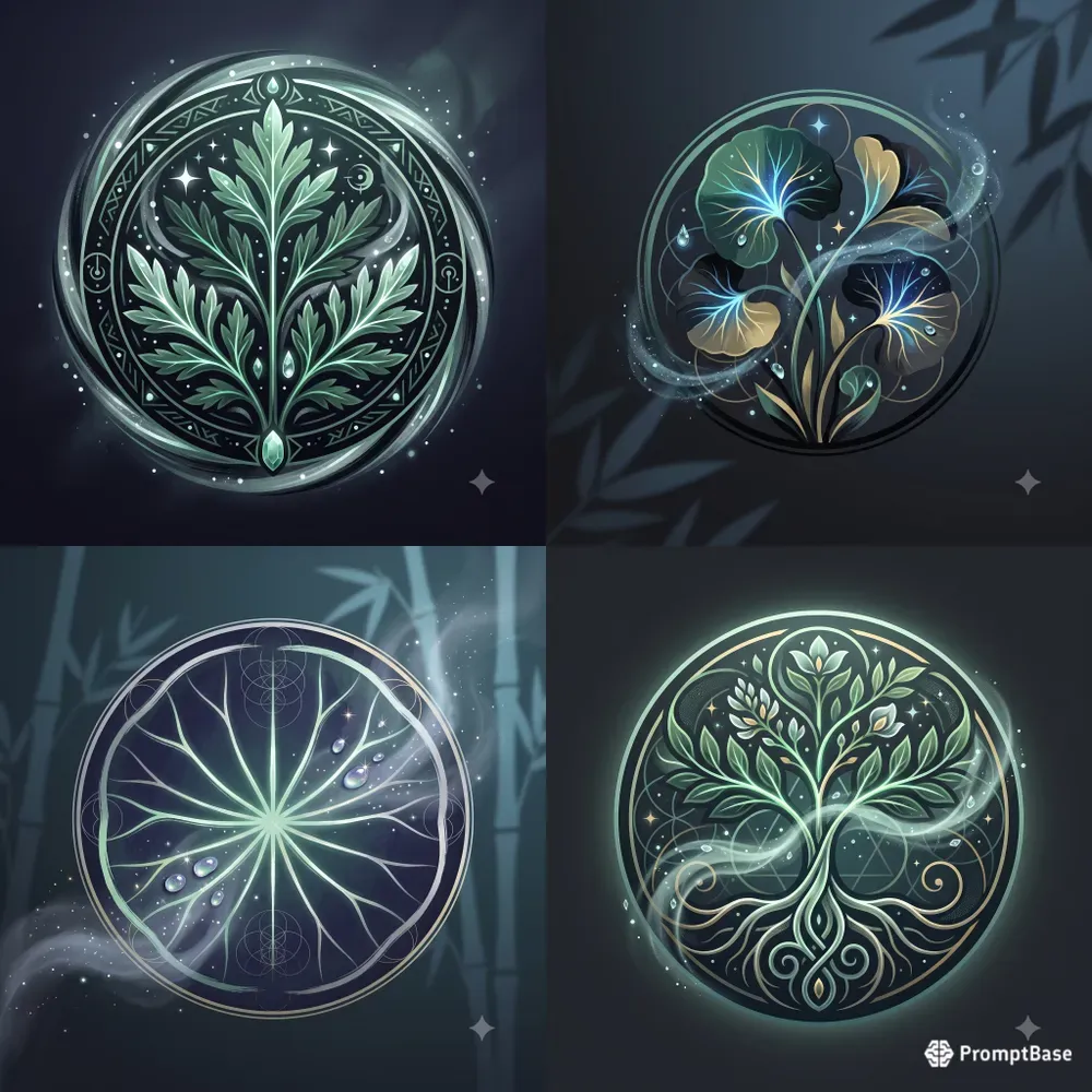 Modern Glowing Mystic Herb Emblems