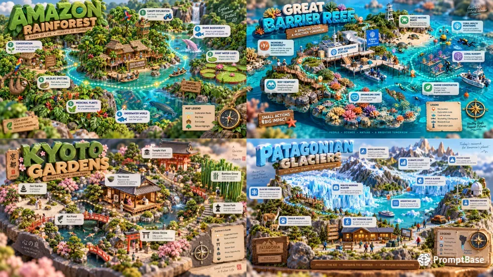3D Isometric Travel Map Infographics