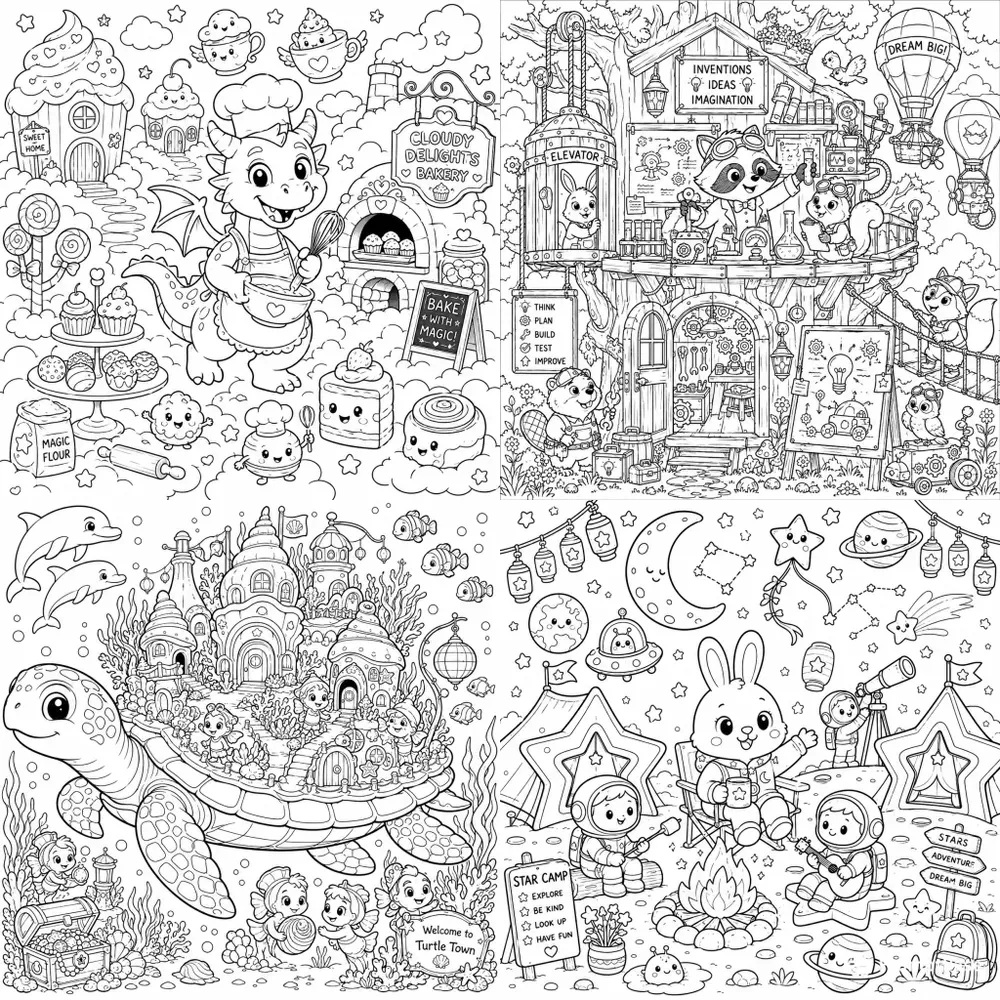 Whimsical Storybook Coloring Worlds