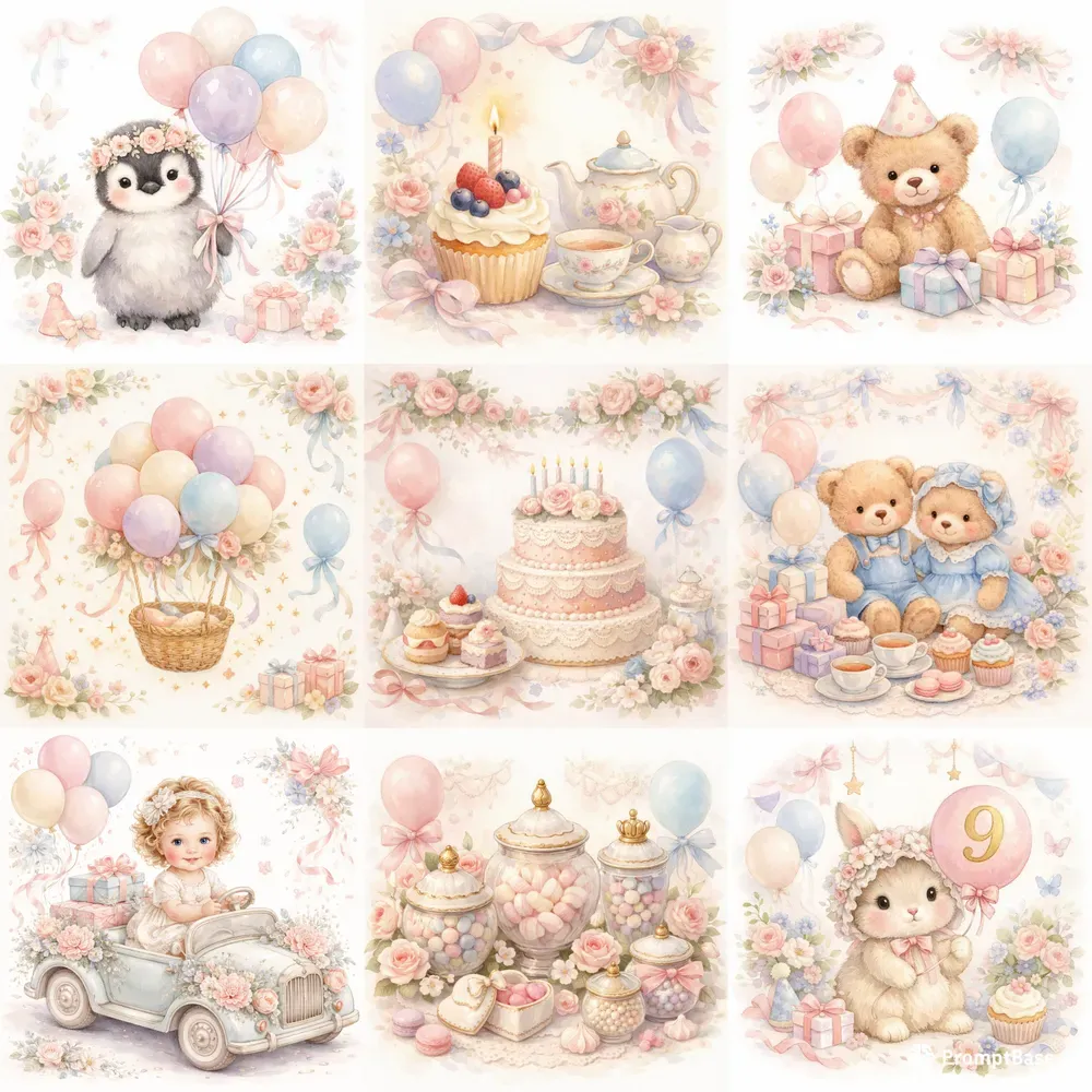 Pastel Vintage Baby Celebration Art