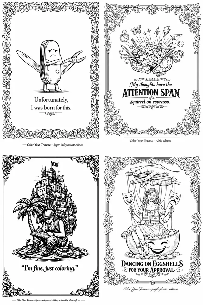 Color Your Trauma Adult Coloring Humor