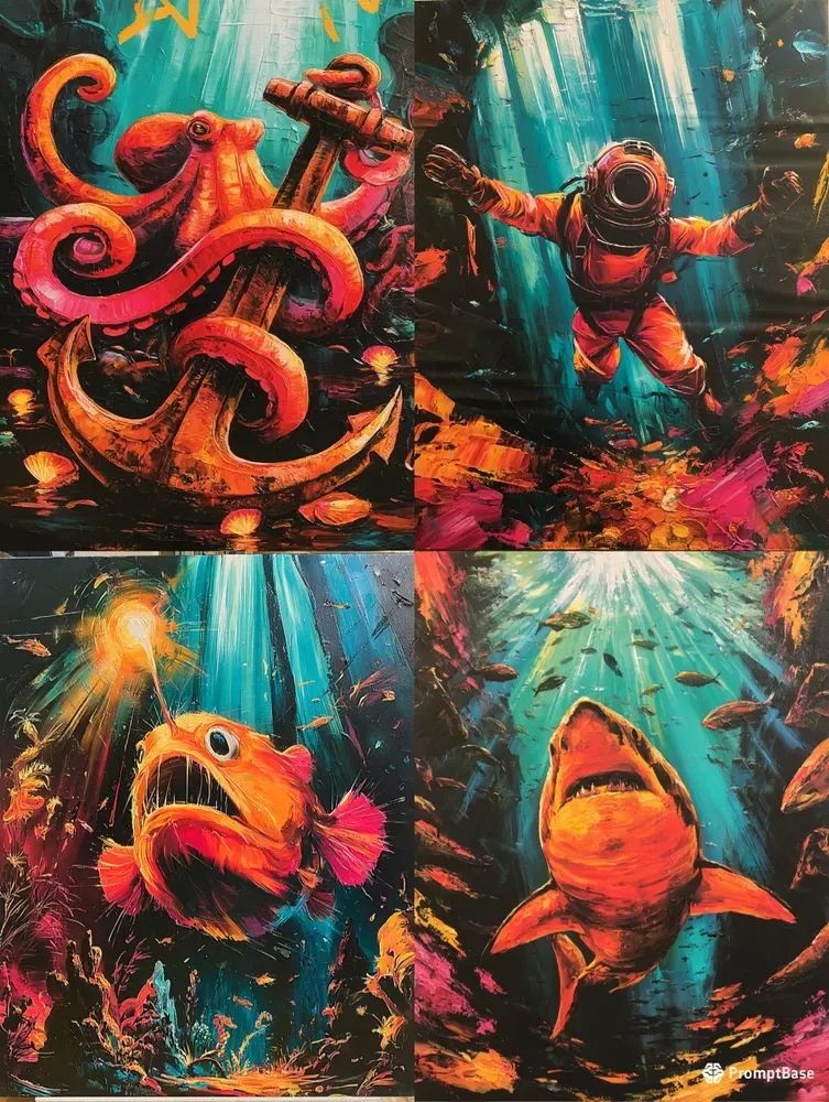 Vivid Impasto Underwater Art