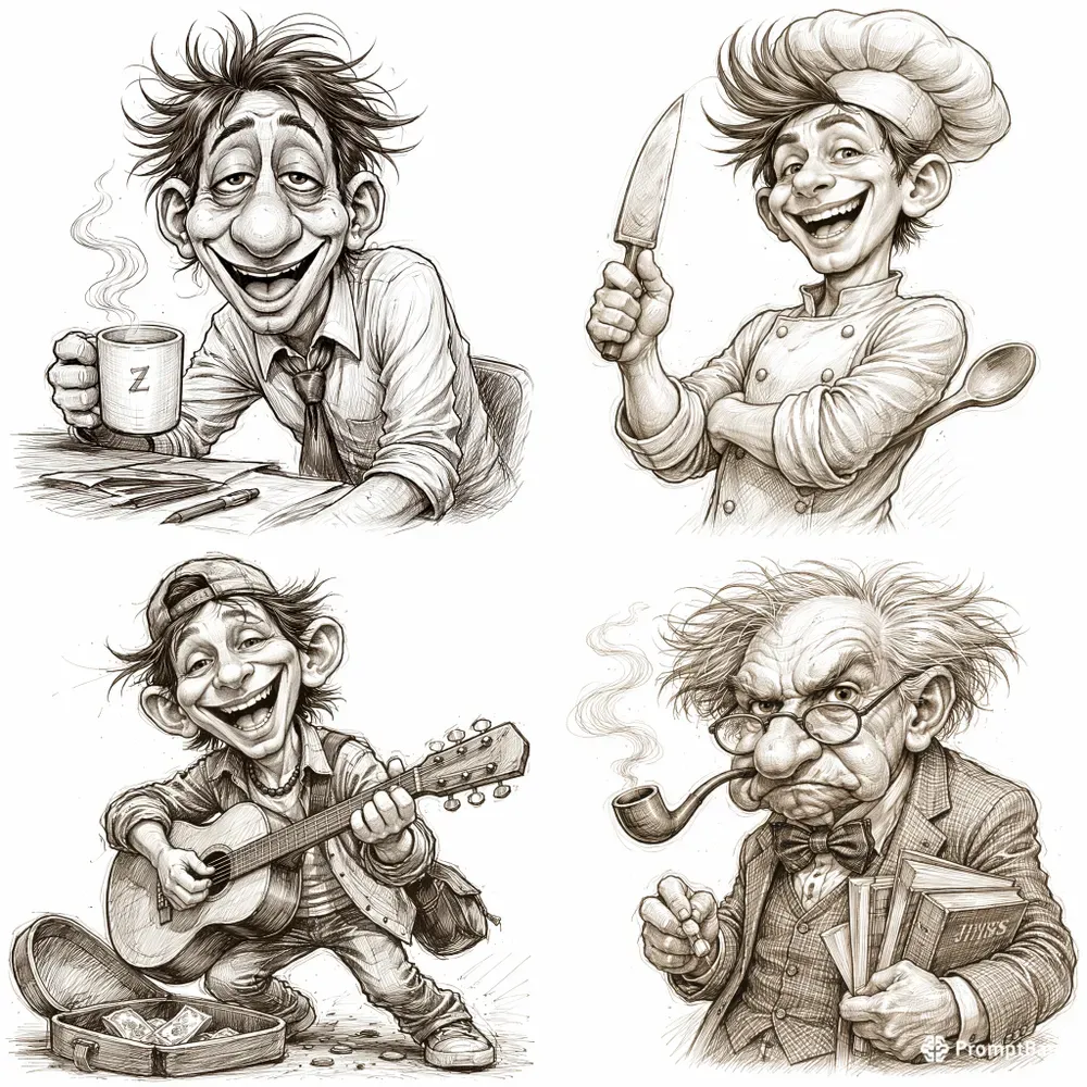 Stylized Pencil Caricature Portrait Art