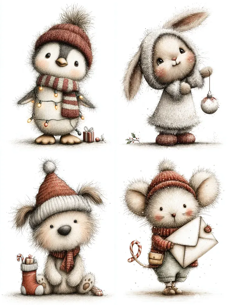 Cozy Christmas Storybook Animals