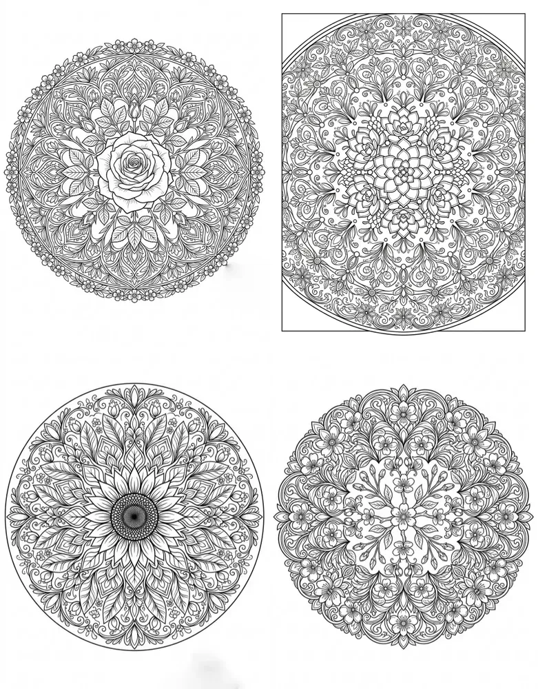 Botanical Mandala Coloring Page Gens