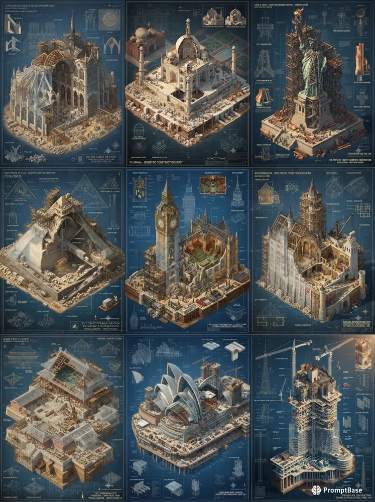 Architectural Cutaway Isometric Buildings