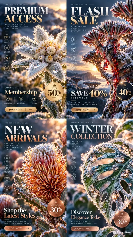 Luxury Winter Botanical Promo Backgrounds