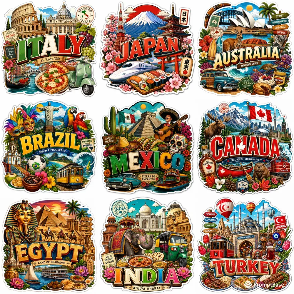 Vintage Paris Travel Sticker Packs