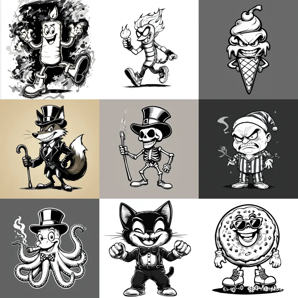 90s Retro Mascot Cartoon Logo Art