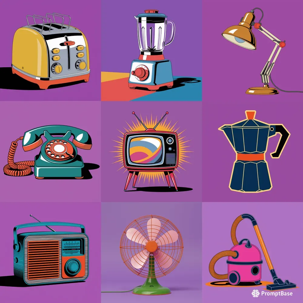 Retro Pop Art Home Icons Collection