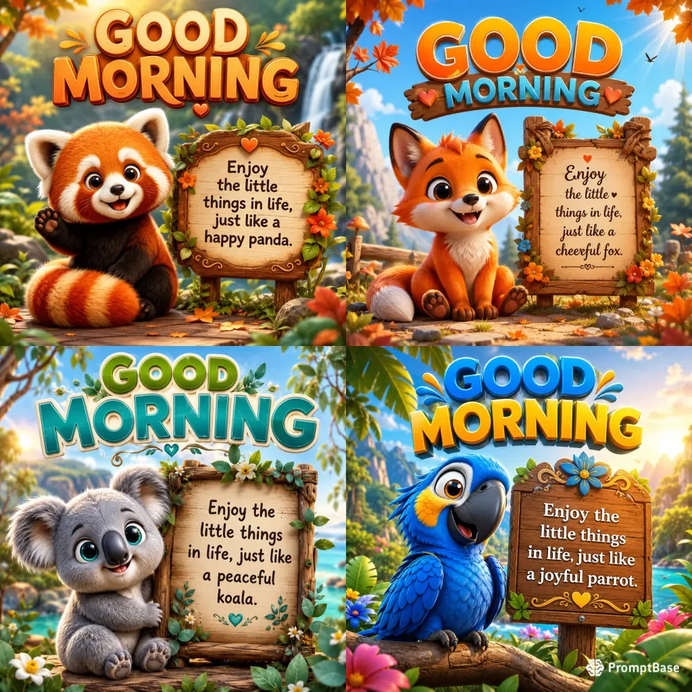 Cute Animal Morning Posters