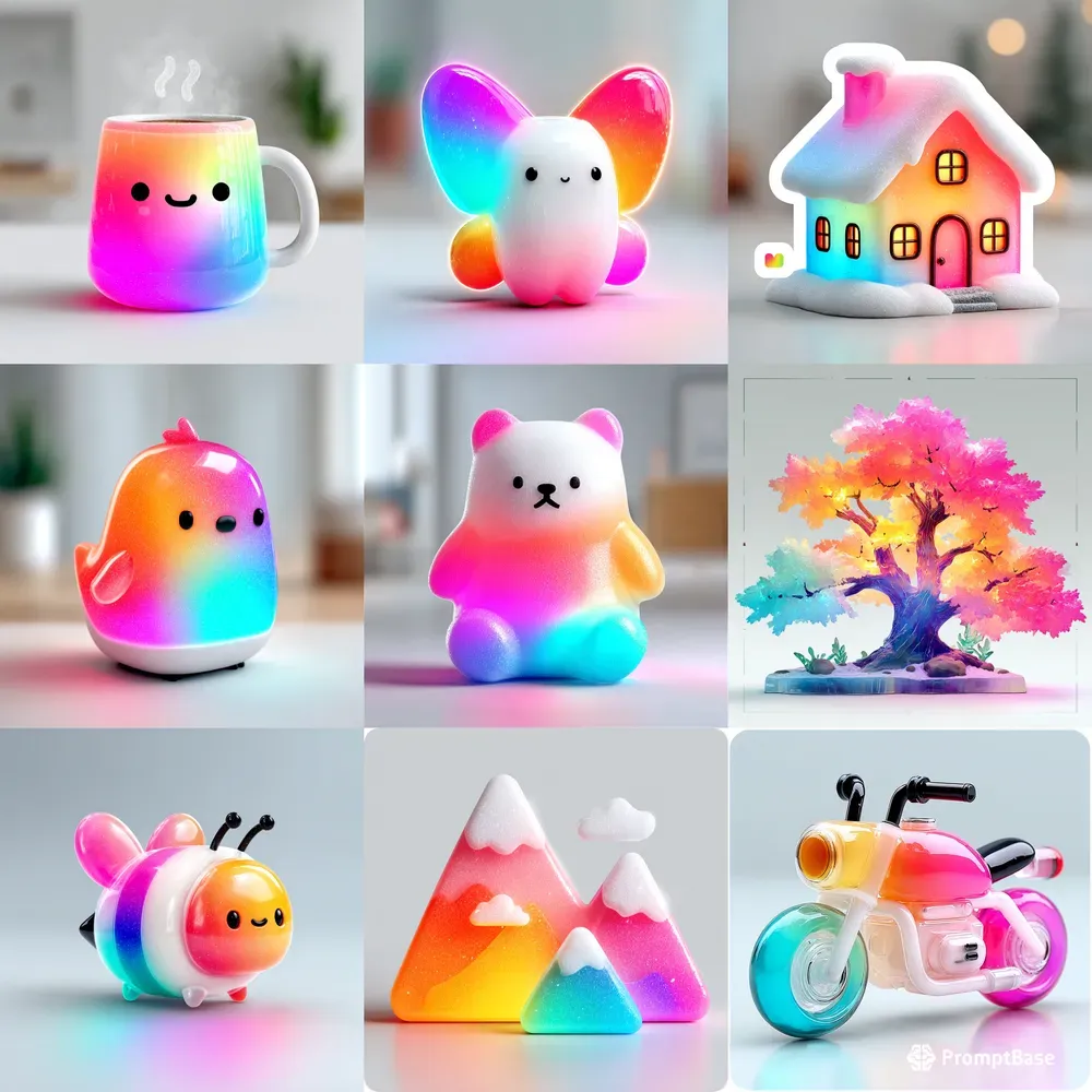 Glossy 3D Kawaii Rainbow Charms