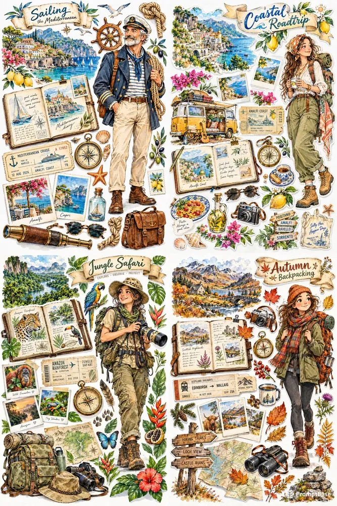 Travel Scrapbook Sticker Set Creator