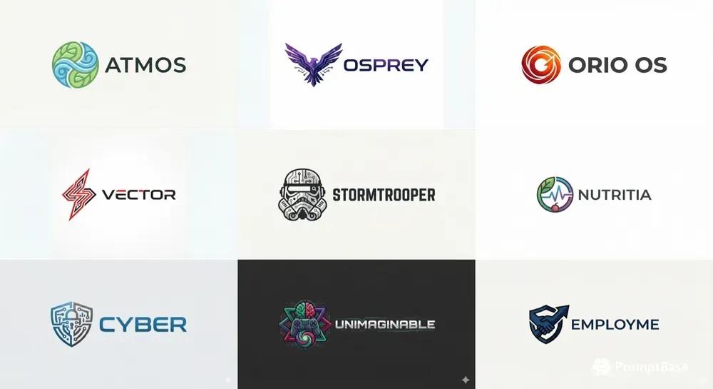 Detailed 2D Techbased Startup Logos
