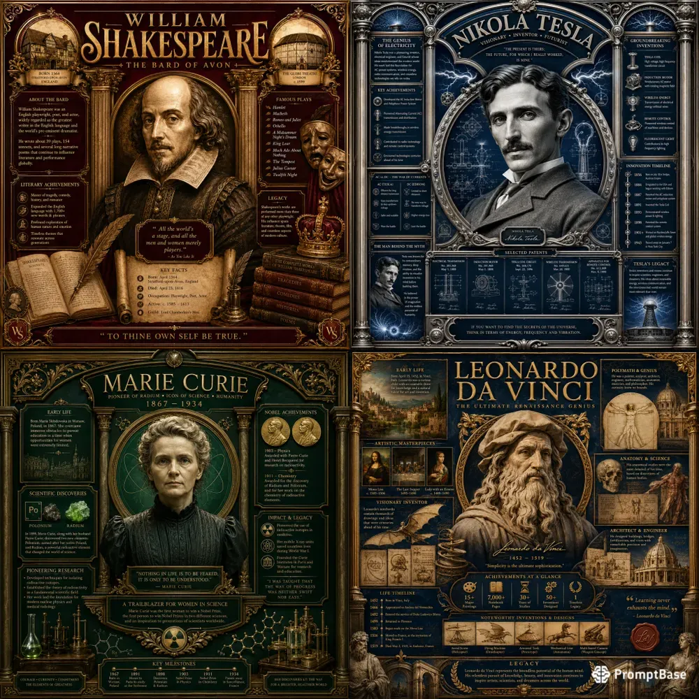Luxury Editorial Biography Infographics