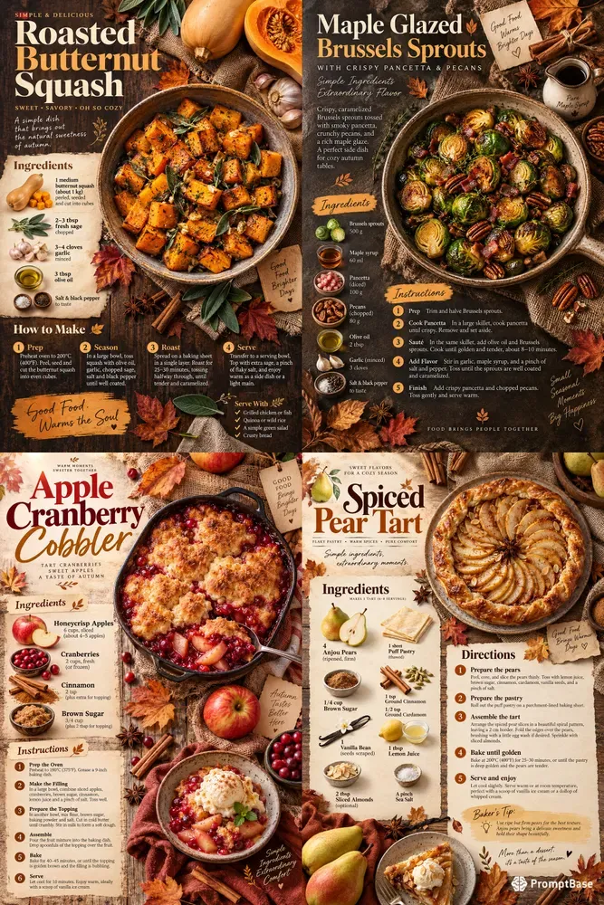Rustic Autumn Harvest Recipe Card Sets