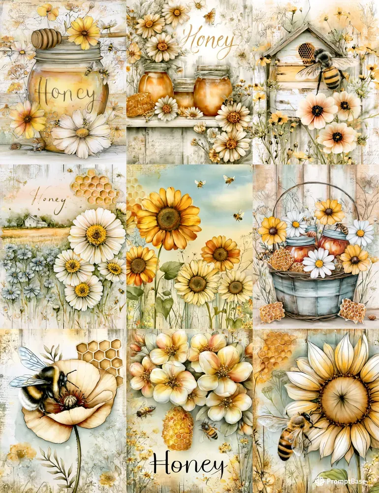 Honey Time Junk Journal Wall Art