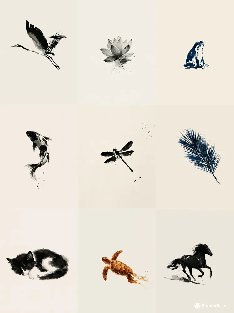 Minimalist Ink Wash Zen Wall Art Prints