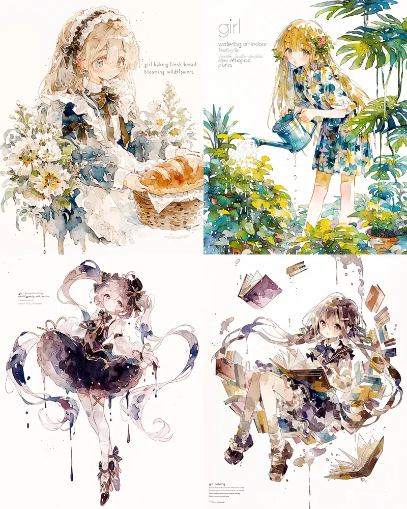 Watercolor Hobby Girls