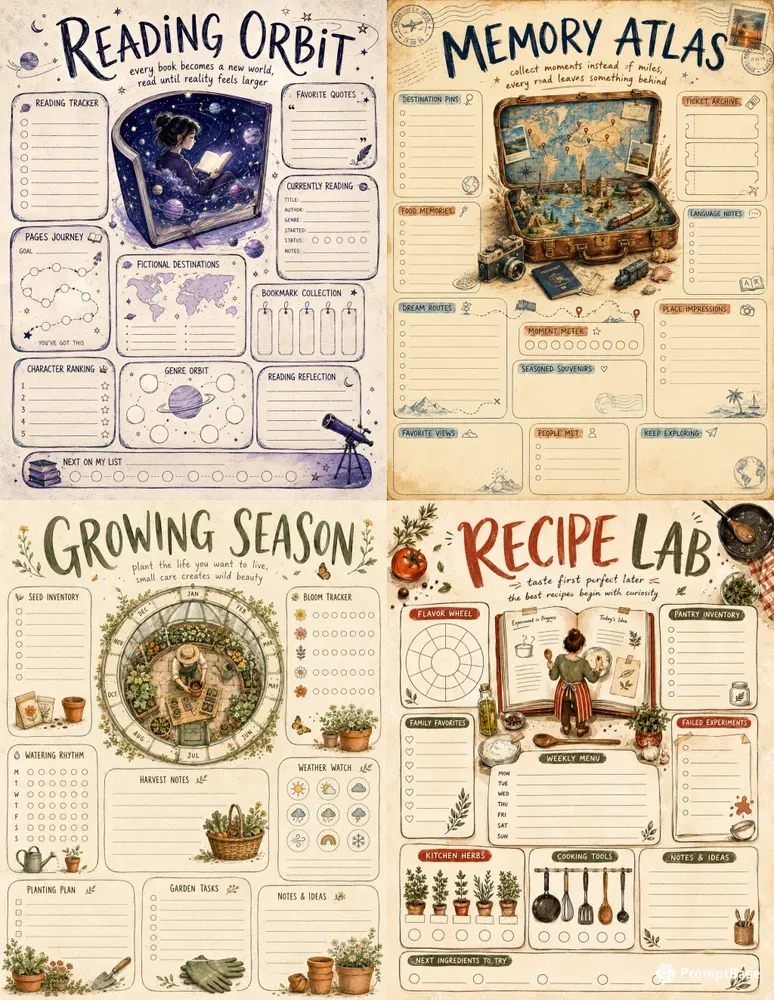 Illustrated Lifestyle Dashboard Posters