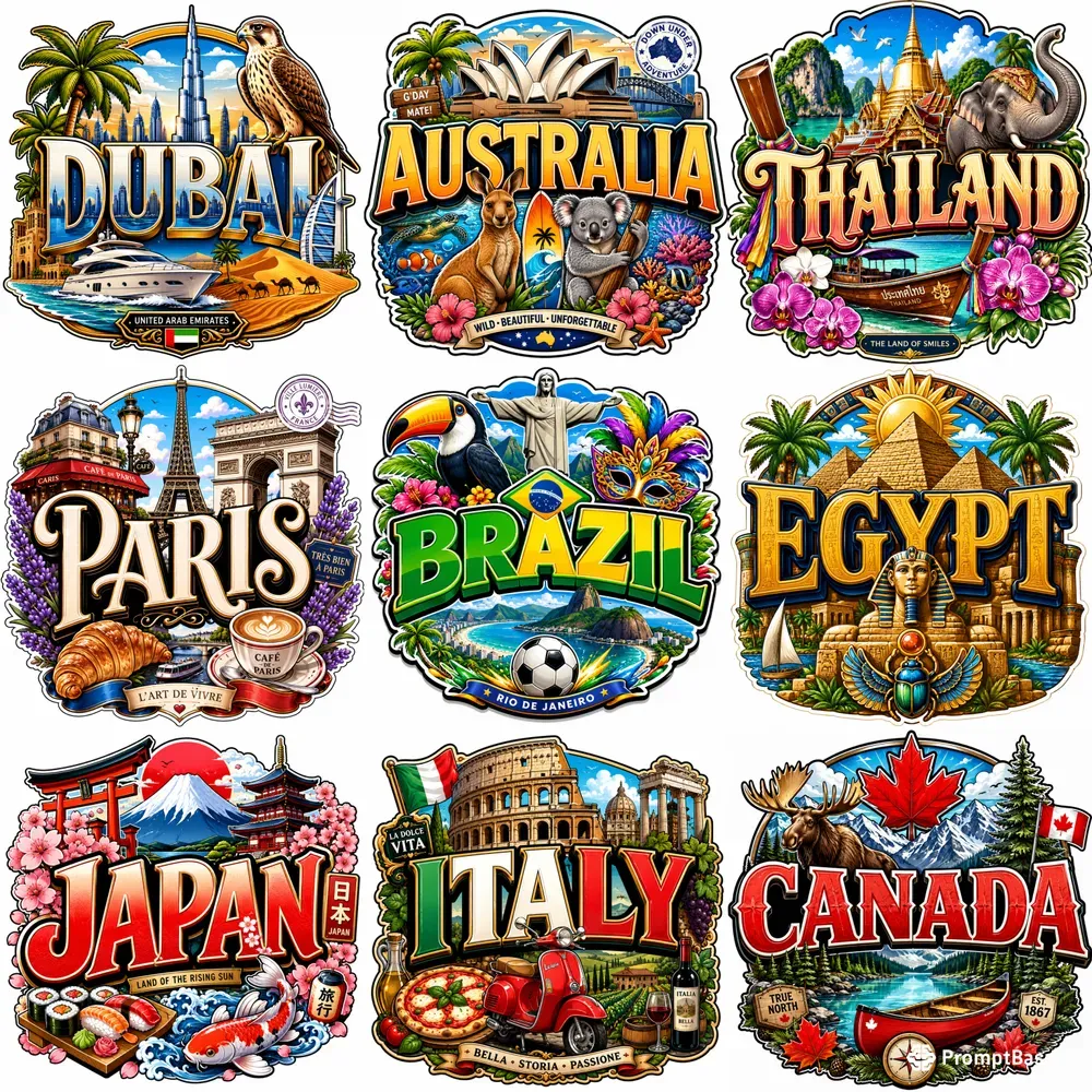 Travel Icons World Badges