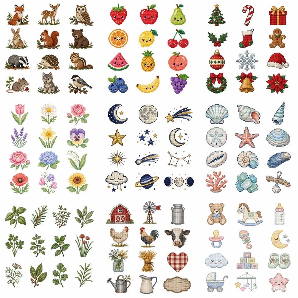 Cross Stitch Clipart Sets