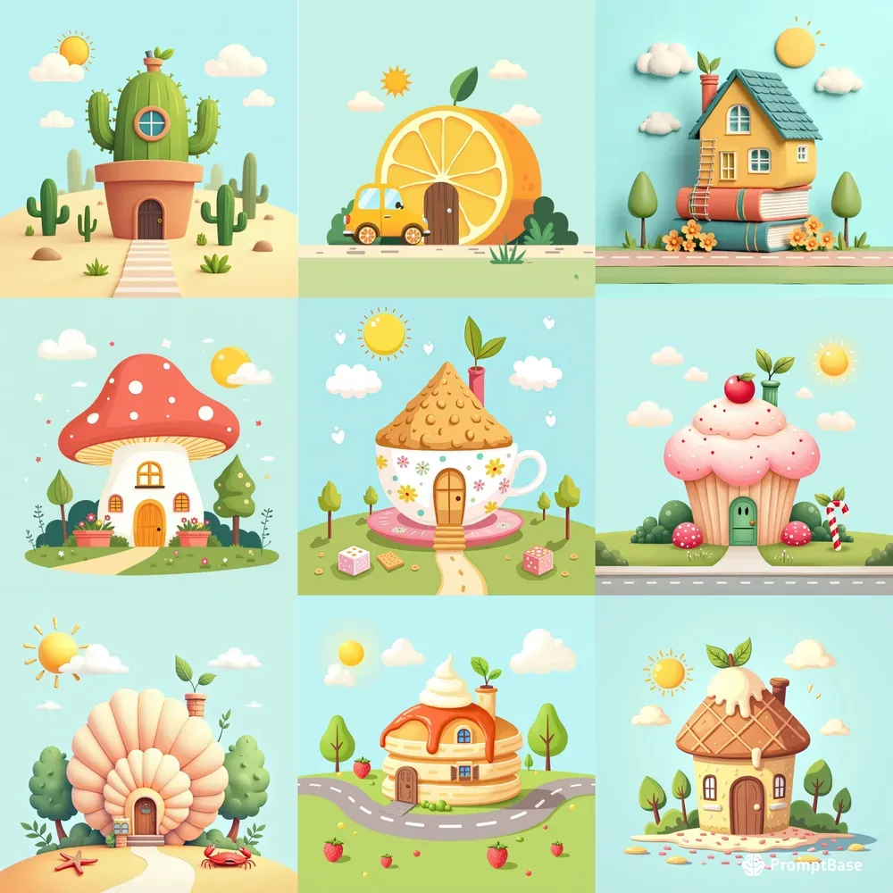 Cartoon Food Shaped Houses