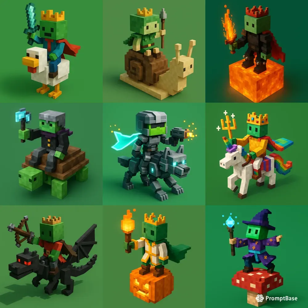 Voxel Minecraft Style Character Rides