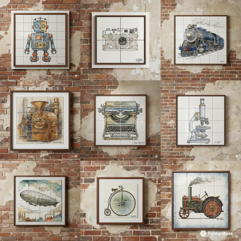 Vintage Ceramic Transport Tile Art