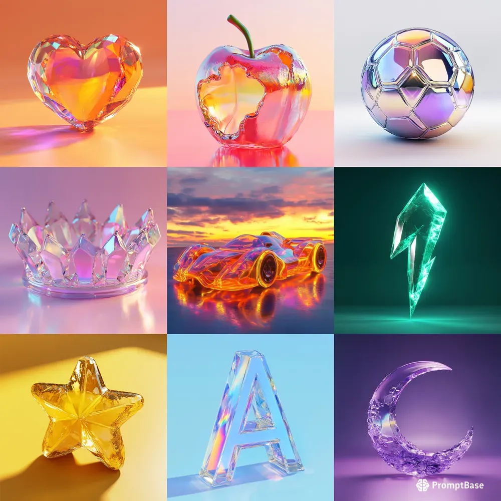 Glossy 3D Glass Objects With Glow