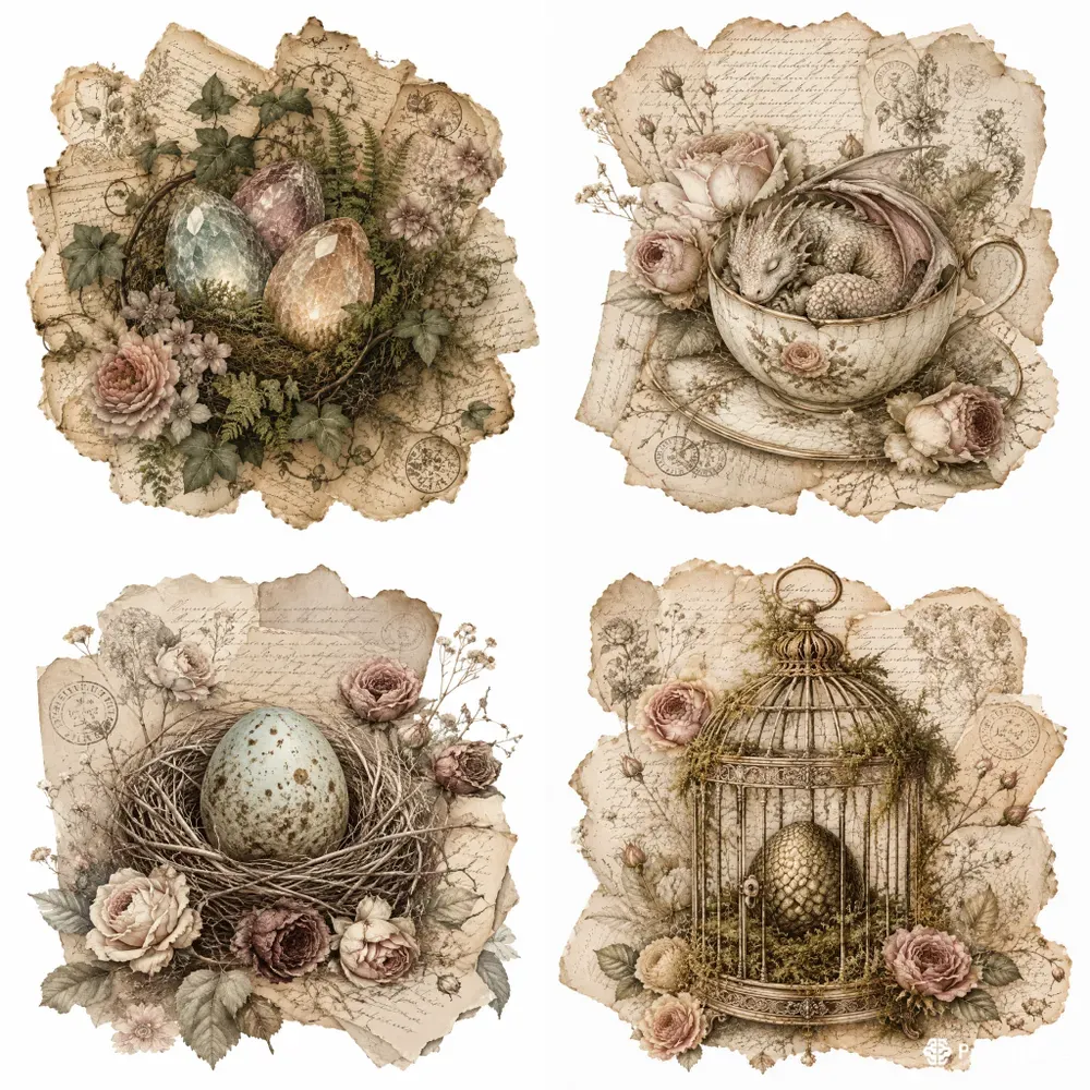Vintage Dragons Nest Junk Journal Pages