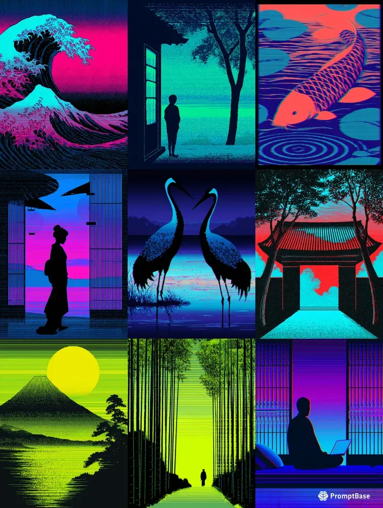 Ukiyo E Glitch Posters