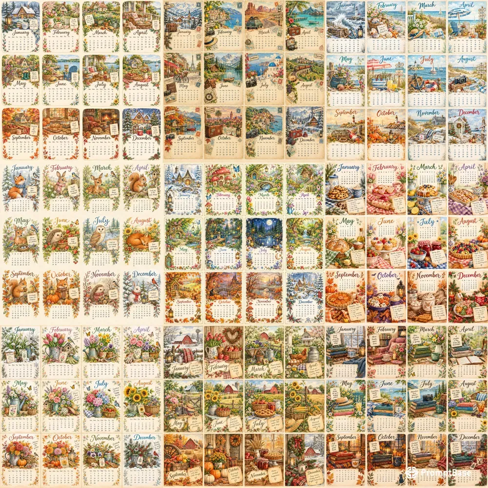 Whimsical Seasonal Calendar Art
