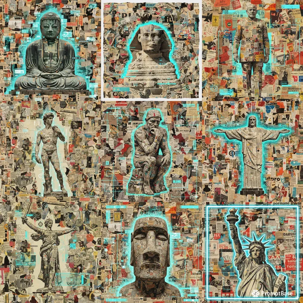 The Great Statues Reimagined In Newsprint