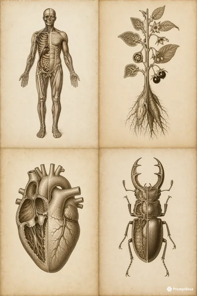 Vintage Splitanatomy Engraving Pods