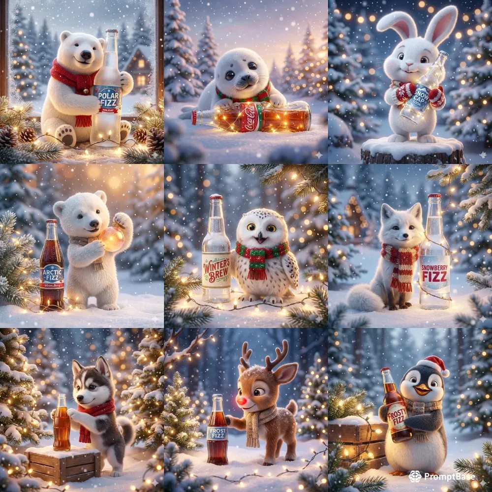 Cozy Winter Brand Mascot Fantasy Scenes