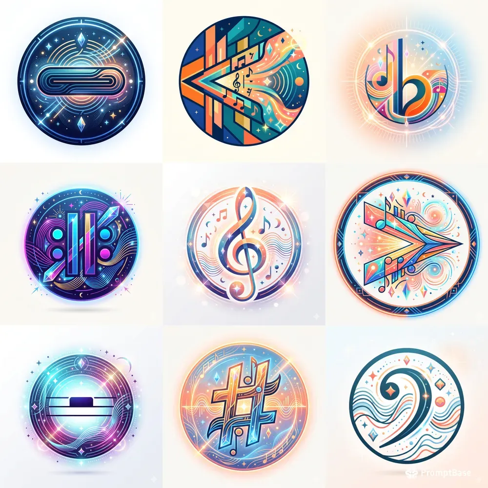 Radiant Music Symbol Emblems
